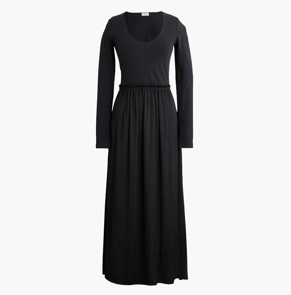 j crew long sleeve knit midi dress Women's Long-Sleeve Mixed-Media (Black, Size Medium) J.Crew Factory SS076